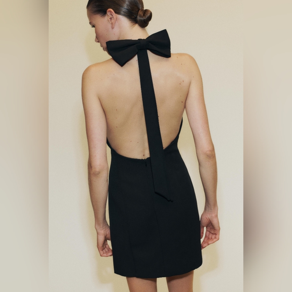 Zara HALTER BOW MINI DRESS - Picture 6 of 16